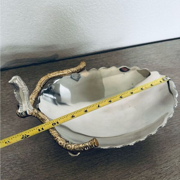 Metallic Silver Gold Bird Tree Branch Serving Bowl Dish - Picture 4 of 8
